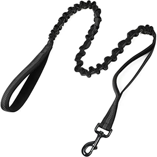 Correa para perros, correa militar para perros, correa elástica, correa con amortiguador, correa elástica reflectante con 2 asas de control, ideal para caminar y entrenar