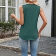 thumbnail image 4 of Women's Summer V Neck Sleeveless Flowy Relaxed Blouses Lightweight Soft Comfy Casual Tank Top Versatile Daily Tops, #01 Dark Green, XL, 4 of 5