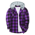 thumbnail image 2 of UDAUDU Men's Flannel Hoodie Shirts Button Down Plaid Jacket Shirts Casual Long Sleeve Office Fall Trendy Hoodie Shirts with Pocket M, 2 of 4