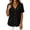 Black, variant on Womens Summer V Neck Linen Short Sleeve Button Down Pleated Blouse Loose Fit Casual Shirt for Office Vacation Black S