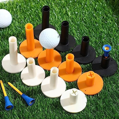 RibRave 12 Pieces Golf Range Tees Set Rubber Golf Tees for Mats Driving Range 6 Pieces for Practice Mat Mixed Size