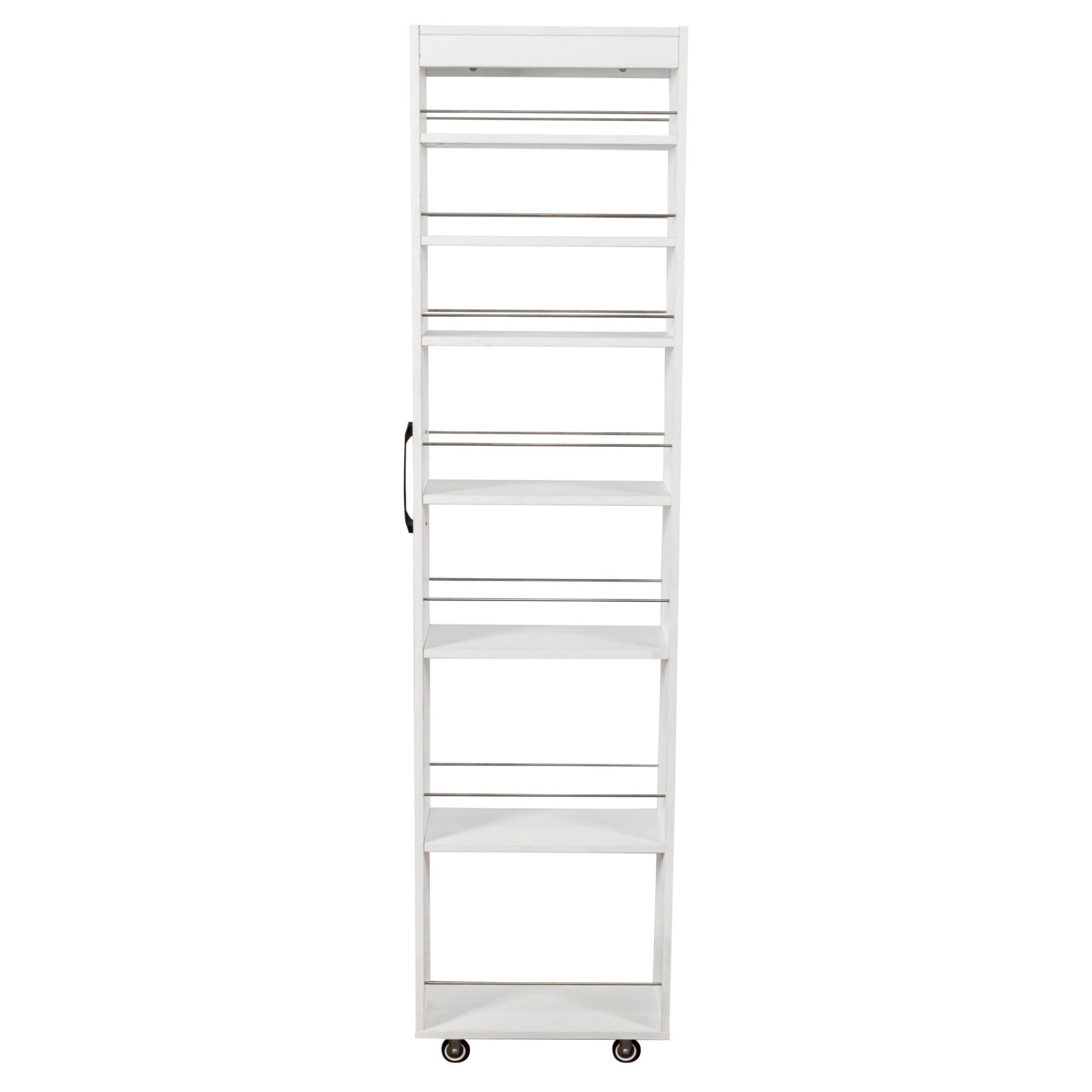 7 Tier Slim Rolling Storage Cart, Narrow Pull-Out Storage Organizer with Wheels, Space Saving Shelf for Kitchen, Bathroom, Laundry Room & Small Spaces, White