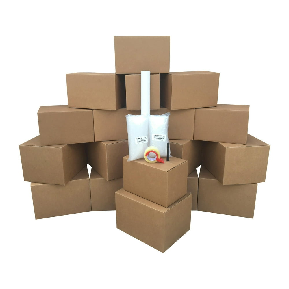 uBoxes Basic Moving Boxes Kit 1 + Supplies 18 Moving Boxes, Bubble