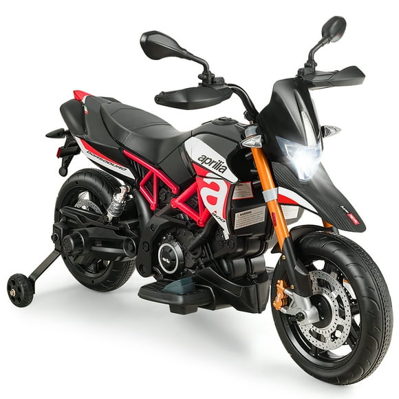Costway Moto Électrique 12 V pour Enfants avec Roues Stabilisatrices, Noire