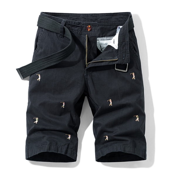 LYMAYTER Breathable Cargo Shorts for Men Summer Embroidery Outdoor Shorts Quick-Dry Workwear 29-38