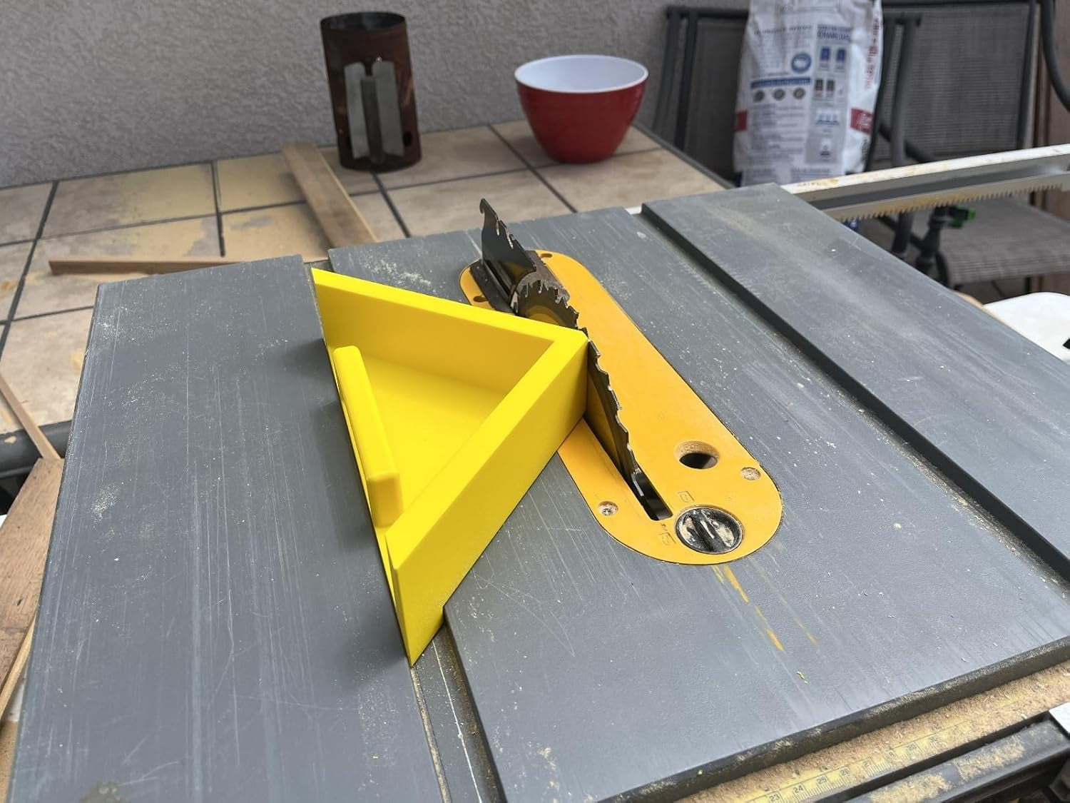 45° Miter Sled Jig Fixture with Push Handle for DeWalt DW745 Table Saw | Compatible with 3/8" x 3/4" Miter Slots | Snug Fit, Enhanced Safety & Accuracy (Yellow)