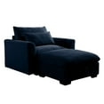 thumbnail image 5 of Deep Seat Single Sofa, Upholstered Accent Chair with Waist Pillow and Storage Ottoman, Modern Sectional Sofa Couches for Living Room, Office, Apartment, Small Comfy Couch, Blue, 5 of 6