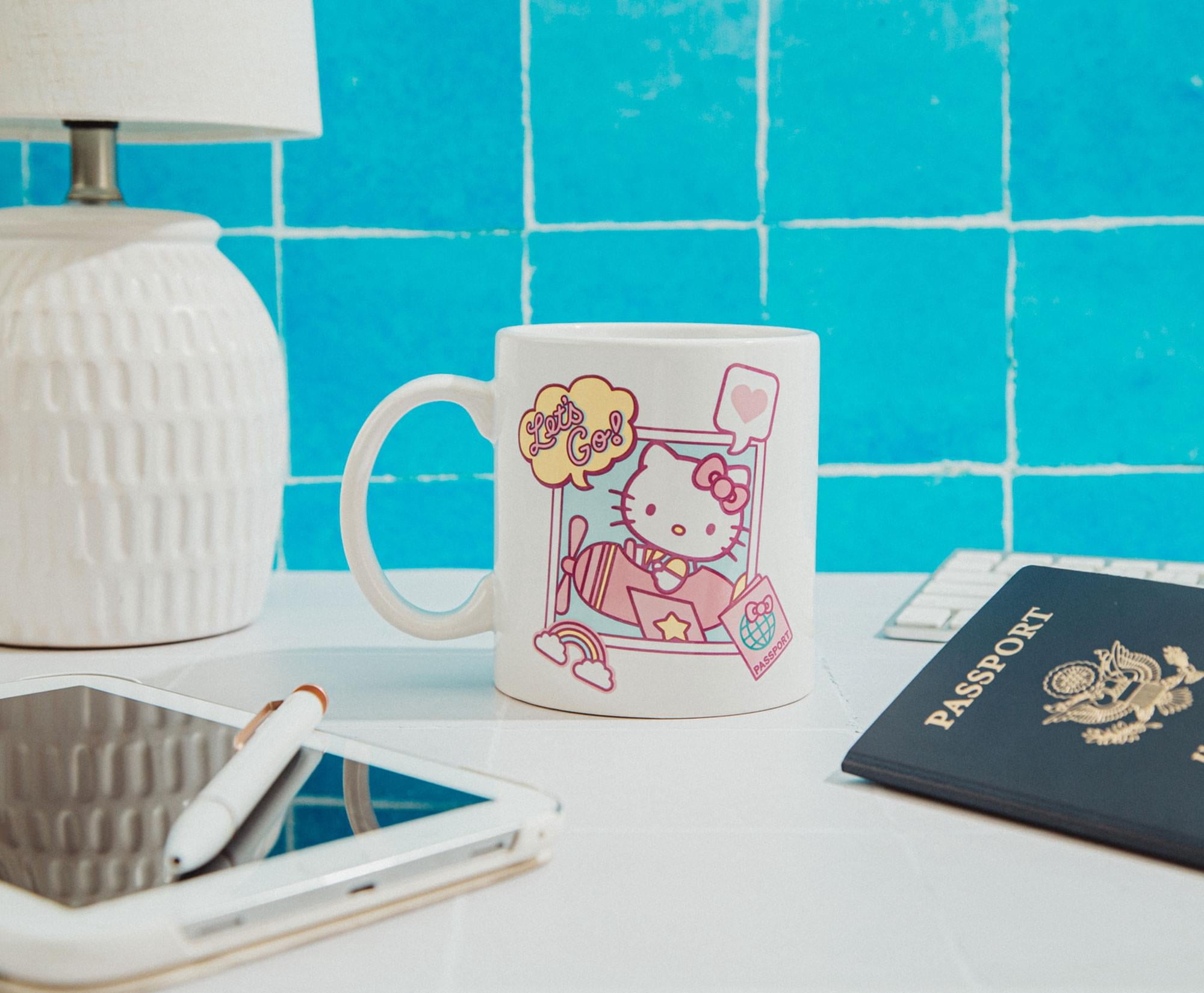 Sanrio Hello Kitty "Let's Go" Travel Destination Ceramic Mug | Holds 20 Ounces