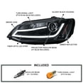 thumbnail image 4 of Spec-D Tuning LED Glossy Black Smoke Projector Headlights w/ LED Light Bar Compatible with 2011-2018 VW Jetta, Left + Right Pair Headlamps Assembly, 4 of 6