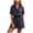 Navy, variant on Women's Polka Dot Shirt Style Romper, Turn Down Collar Cuffed Sleeve High Waist Pocket One Piece