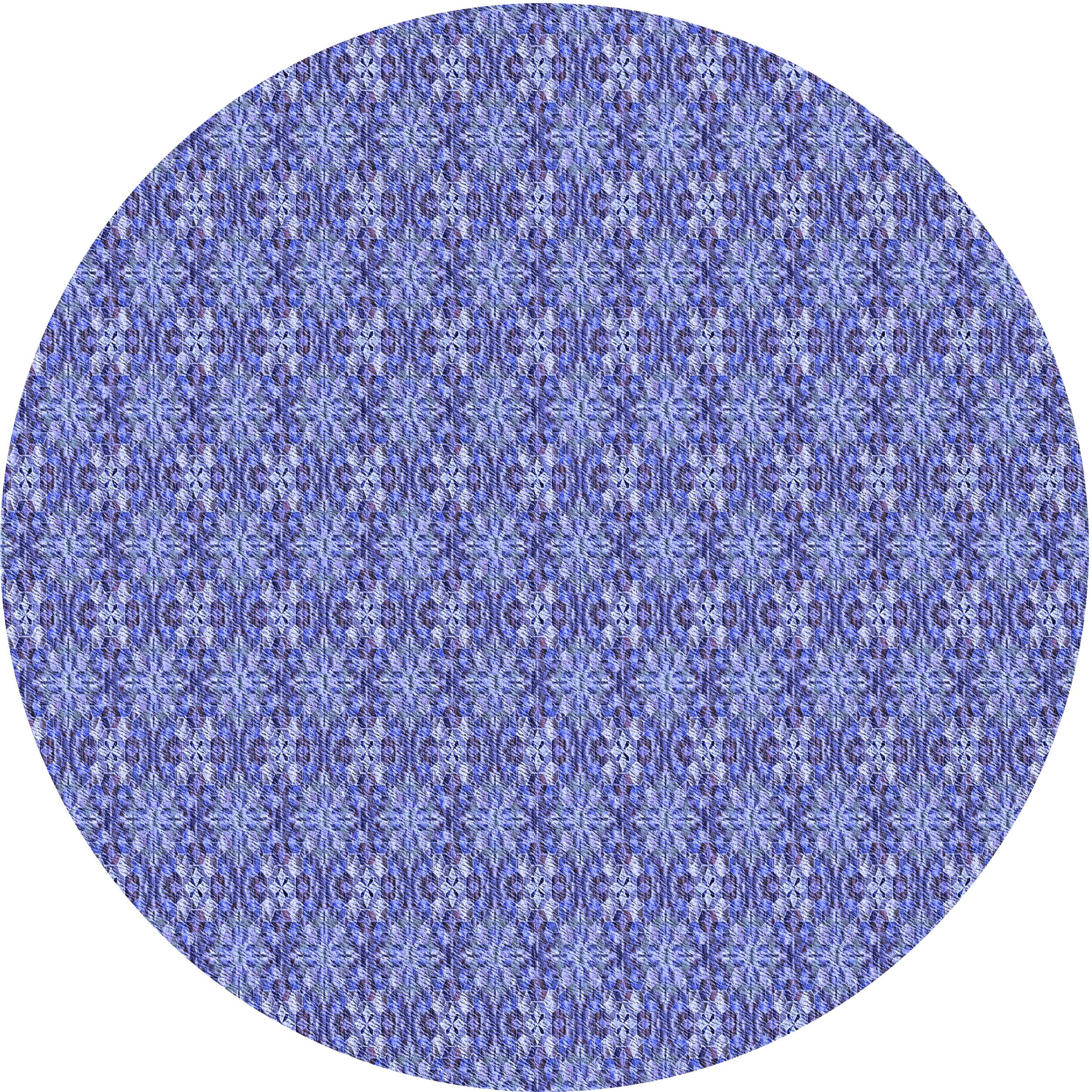 Ahgly Company Indoor Round Patterned Denim Blue Area Rugs, 4' Round ...