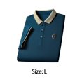 thumbnail image 2 of Camisa de manga corta para hombre, camisas de moda informales con solapa que absorben el sudor, camiseta para hombre Color Azul Marino L, 2 of 9