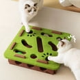 thumbnail image 4 of HUISZJ Cat Nail File Toy Enrichment Box Cat Puzzle Maze Holes Toy with 3 Bell Balls Interactive Cat Nail File Scratcher Board (Green), 4 of 10