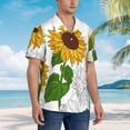 thumbnail image 5 of Xecao Plump Sunflower And Sketch print Hawaiian shirt - a stylish short-sleeve button-down for men, perfect for casual beach and tropical outings., 5 of 9