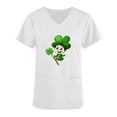 thumbnail image 4 of BiZtdJrK 2025 Scrub Tops for Women St. Patrick's Day Stretchy Scrubs Summer Casual V Neck Shrits Holiday Short Sleeve Work Top with Pockets White L Prime Sales of The Day, 4 of 5