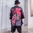 thumbnail image 3 of Unisex Kimono Cardigan Vintage Carp Pattern Capes Loose Cover Up Blouse Tops, 3 of 6