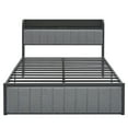 thumbnail image 6 of VECELO Queen Size Bed Frame with Charging Station, Upholstered Platform Bed Frame with Storage Headboard, Metal Slats Supports Mattress Foundation, No Box Spring Needed, Gray, 6 of 7