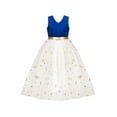 thumbnail image 2 of Girls Dress Blue Vintage V-neck Hollow Back Gold Star Bow Tie Tulle 6 Years, 2 of 9