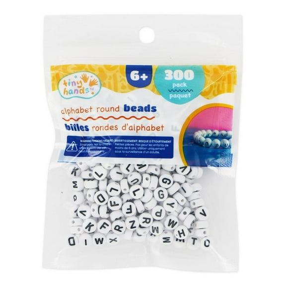 TINY HANDS Alphabet Round Beads, 300 pcs, 6 mm (0.23 in), Age 6+, Kids, Crafts, 6 mm (0.24 in), 300pcs
