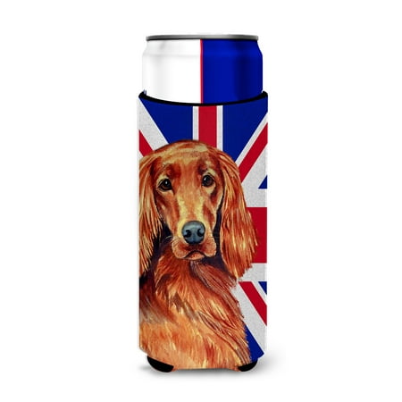 

Carolines Treasures LH9504MUK Irish Setter with English Union Jack British Flag Ultra Hugger for slim cans Slim Can