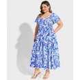 thumbnail image 4 of CASSIE LIZ Plus Size Dresses Womens 4X Square Neck Floral Print Short Sleeve Maxi Dress Summer Spring Derss with Pocket Party Wedding Guest Dress 4XL 24W 26W, 4 of 9