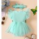 thumbnail image 5 of Gibobby Mameluco polar Conjunto de diademas de tul floral acanalado con mangas volantes para niñas pequeñas(Azul, 3-6 Meses), 5 of 5