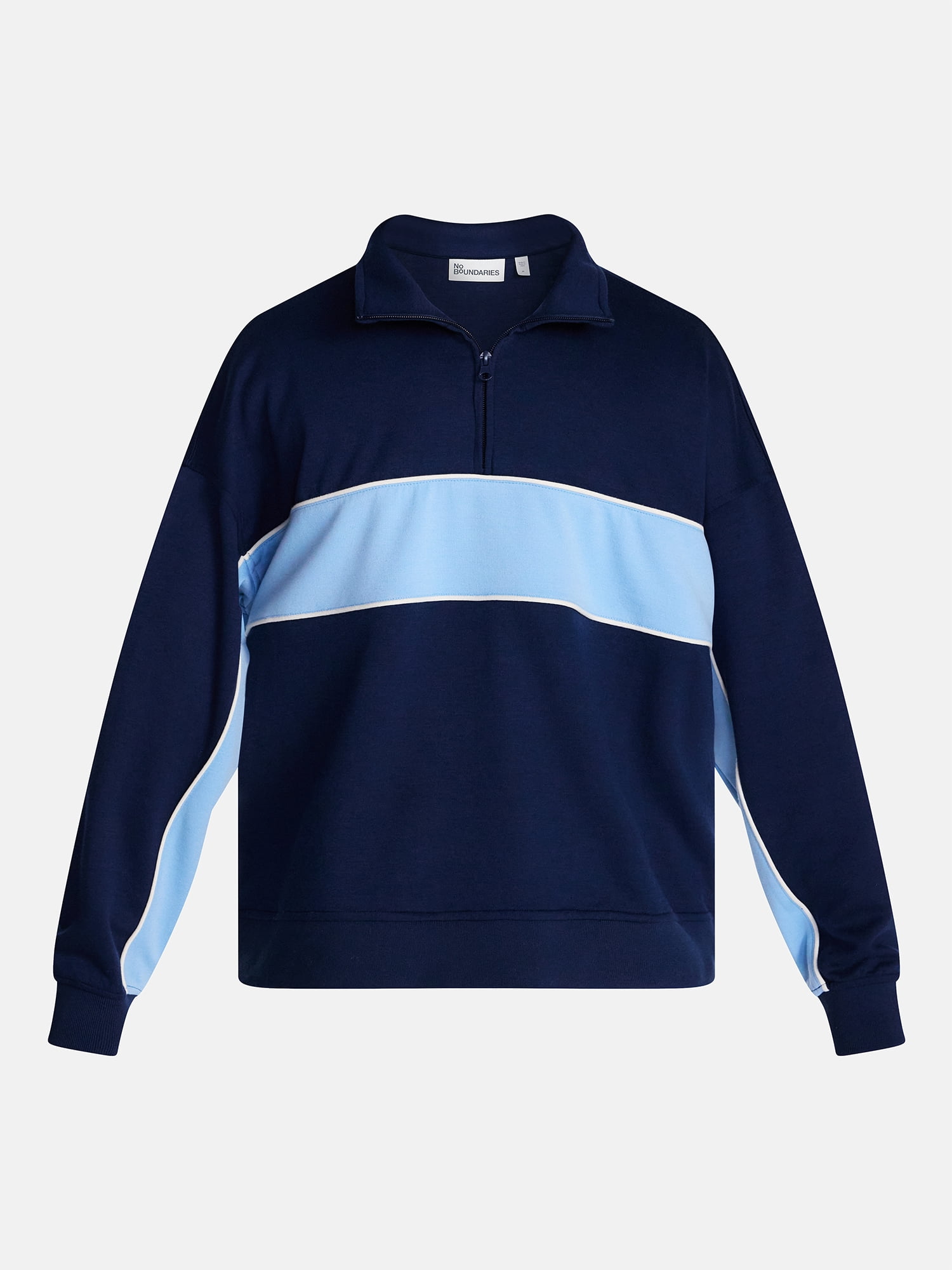 No Boundaries Sporty Quarter Zip Sweatshirt with Long Sleeves, Men's XS-5XB
