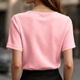 thumbnail image 5 of Molidfa Women's Top Pullover Crew Neck Stretchable Short Sleeve Casual Regular Drop Shoulder Tops Casual Set-In, 5 of 5