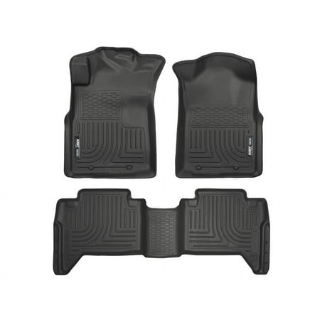 Husky Liners by RealTruck Weatherbeater | Compatible with 2005 - 2015 Toyota Tacoma Double Cab - Front & 2nd Row Liner (Footwell Coverage) - Black  3 pc. | 98951