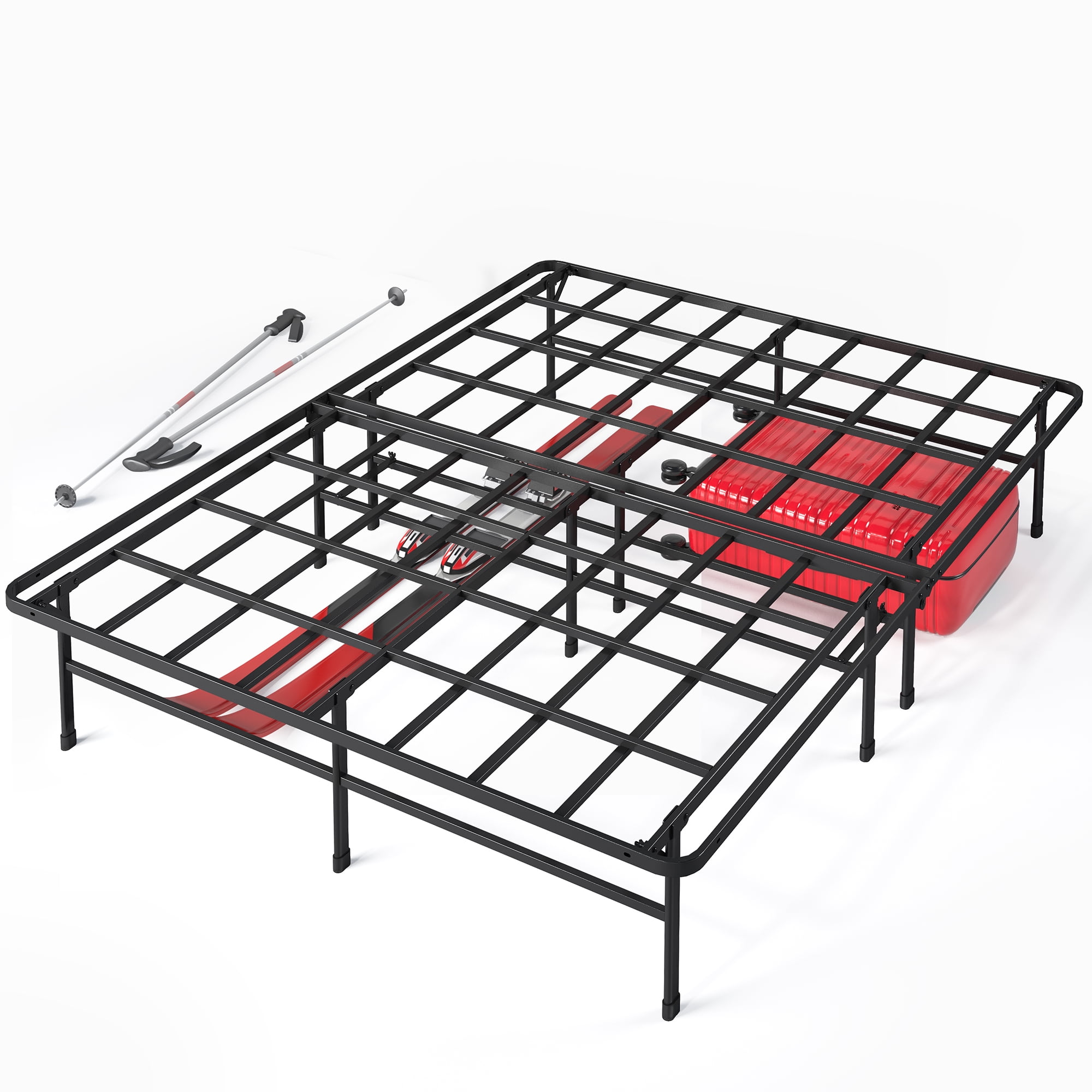 Platform Full Size Bed Frame Heavy Duty Metal Steel 14 Inch Mattress Foundation 