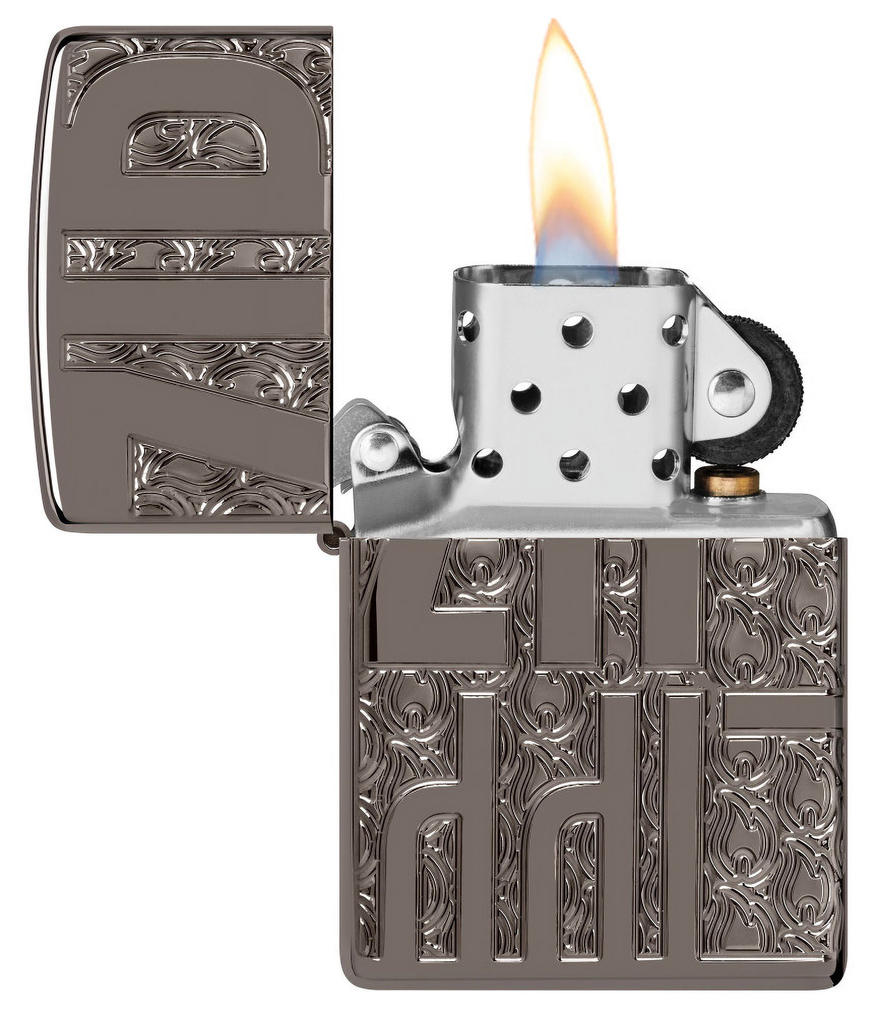 Zippo Reverse Carve Zippo Design Armor Black Ice Pocket Lighter