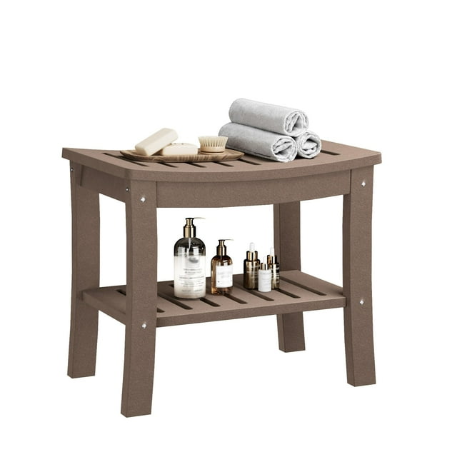 AKDSteel Tabouret de Douche Imperméable de 20,6 Pouces, Banc de Bain en HDPE Robuste avec Tablette de Rangement, Supporte jusqu'à 400 Lb