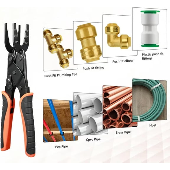 Rongyun Sizes 1/2", 3/4", 1" Disconnect Pliers - For Removing Brass Push-In, Push-In Connections, Multifunctional Water Pipe Disconnecting Pliers