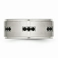 thumbnail image 3 of Stainless Steel Brushed and Polished Ridged Edged Black CZ Ring Size: 11; for Adults and Teens; for Women and Men, 3 of 6
