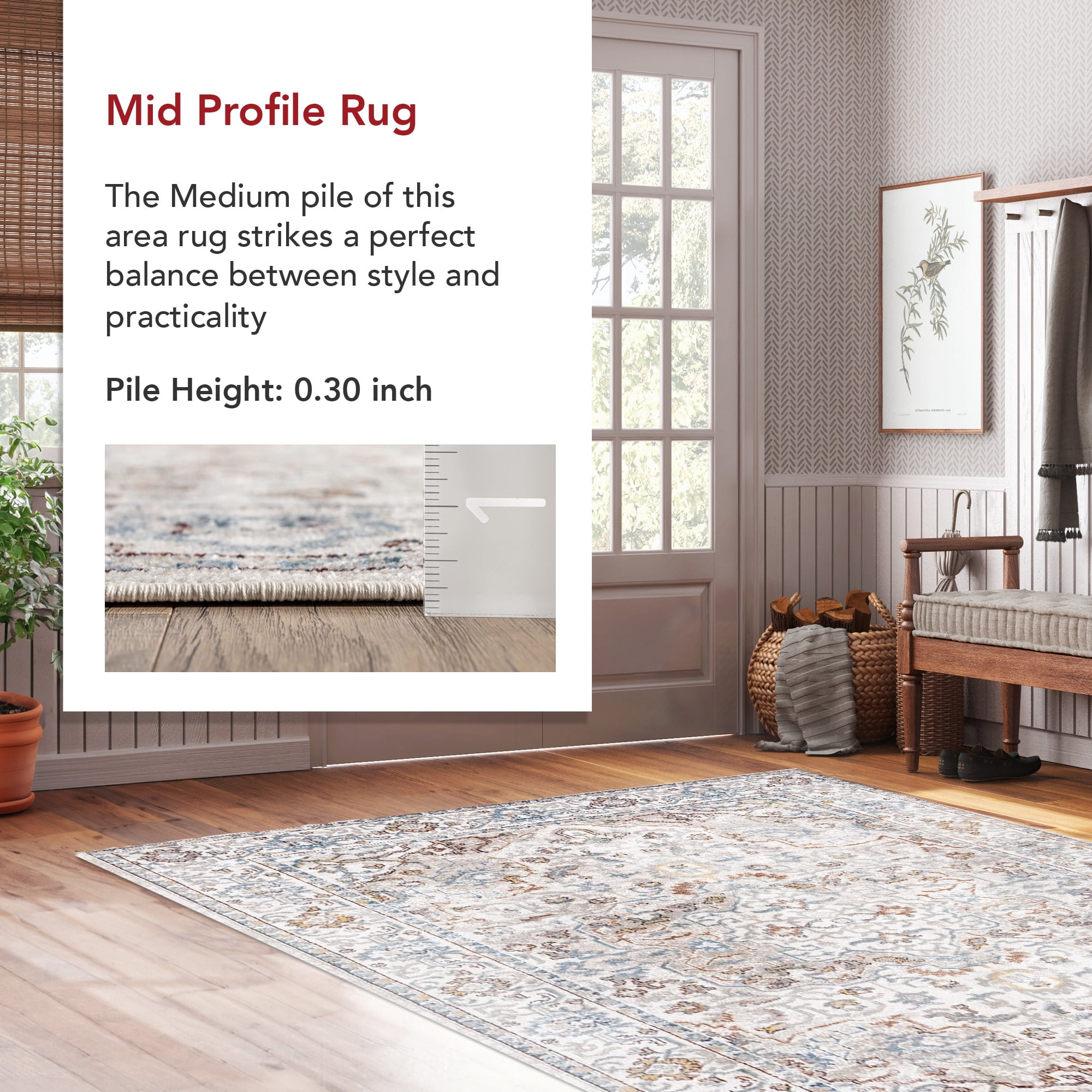 Nuloom Cady SpinClean Machine Washable Transitional Area Rug, 9' x 12', Cady Beige