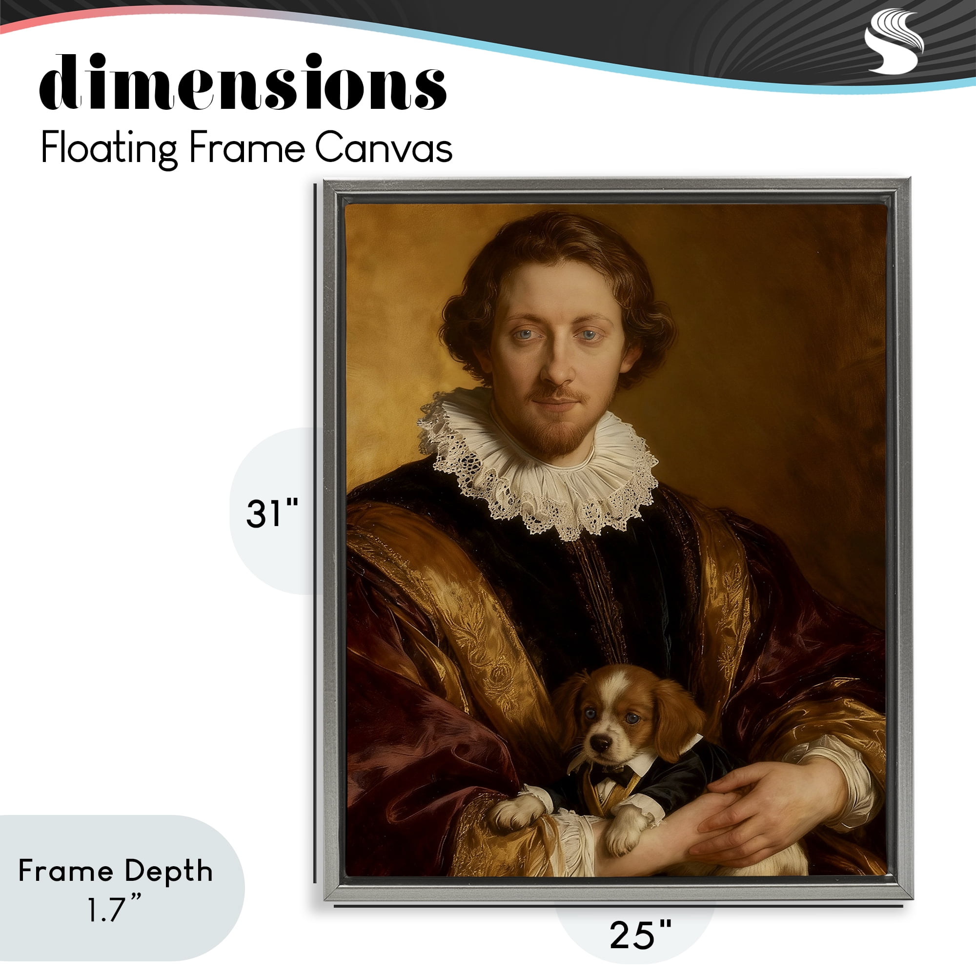 Stupell Industries Renaissance Noble with Loyal Companion Gray Framed Floater Canvas Wall Art, design by CAD Designs