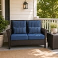thumbnail image 4 of BPS 24x24x5 inch Outdoor Deep Seat Cushion, Water-Resistant Patio Furniture Cushions for Outdoor Chairs, Sofa, Couch, 2-Piece, Blue Striped, 4 of 9
