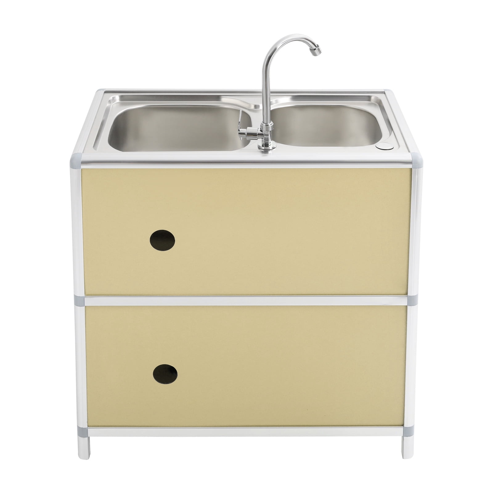 Kitchen Sink with Cabinet, Utility Sinks with Faucet, Freestanding Sink with Storage for Home Kitchen(Gold)