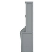 Euroco Queen Size Murphy Bed with Desk and Shelves, Convertible Wall Bed into Cabinet for Living Room, Easy Open and Close, Gray
