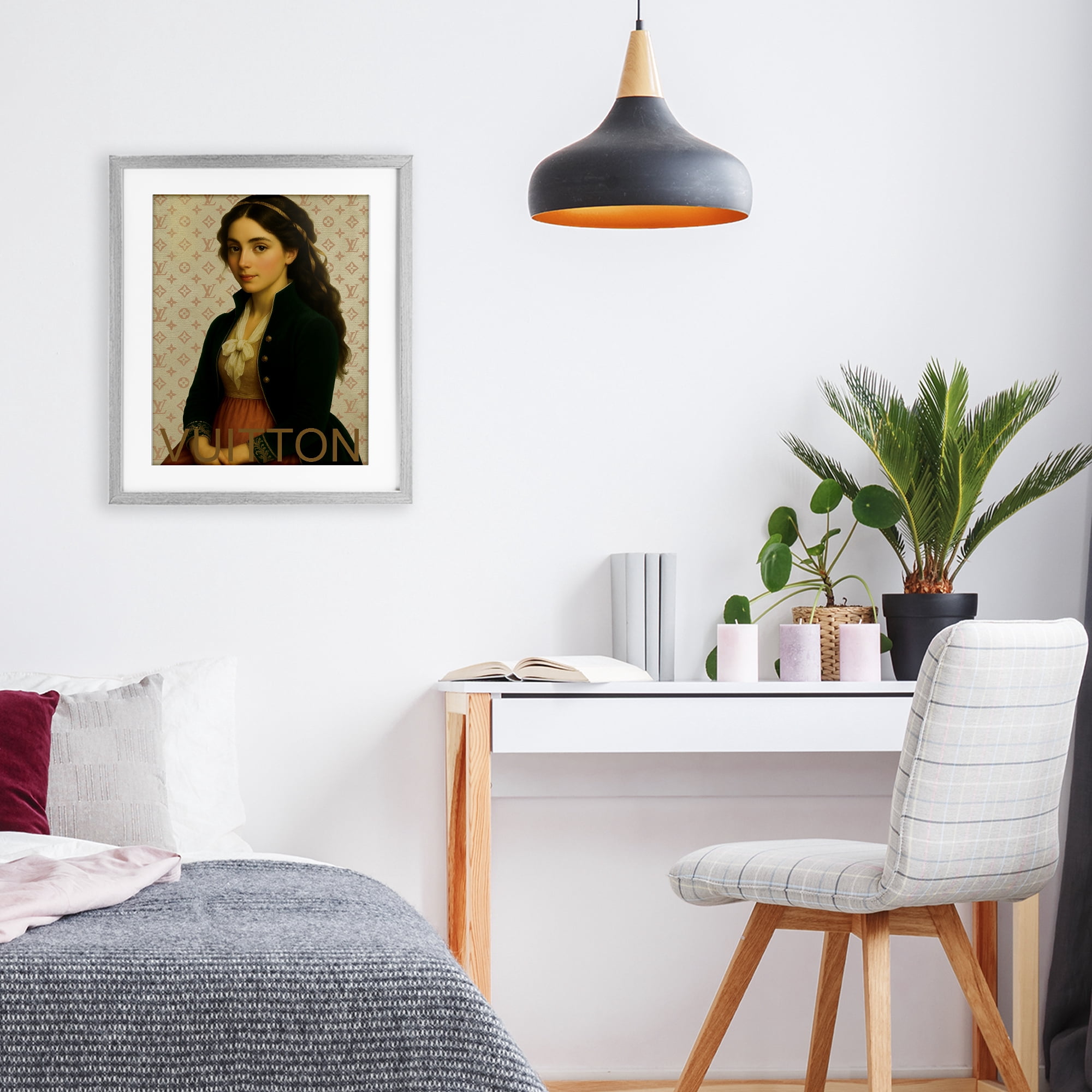 Stupell Industries Glam Gentlewoman in Spring Gray Framed Print Under Glass, design by Grotto Studios