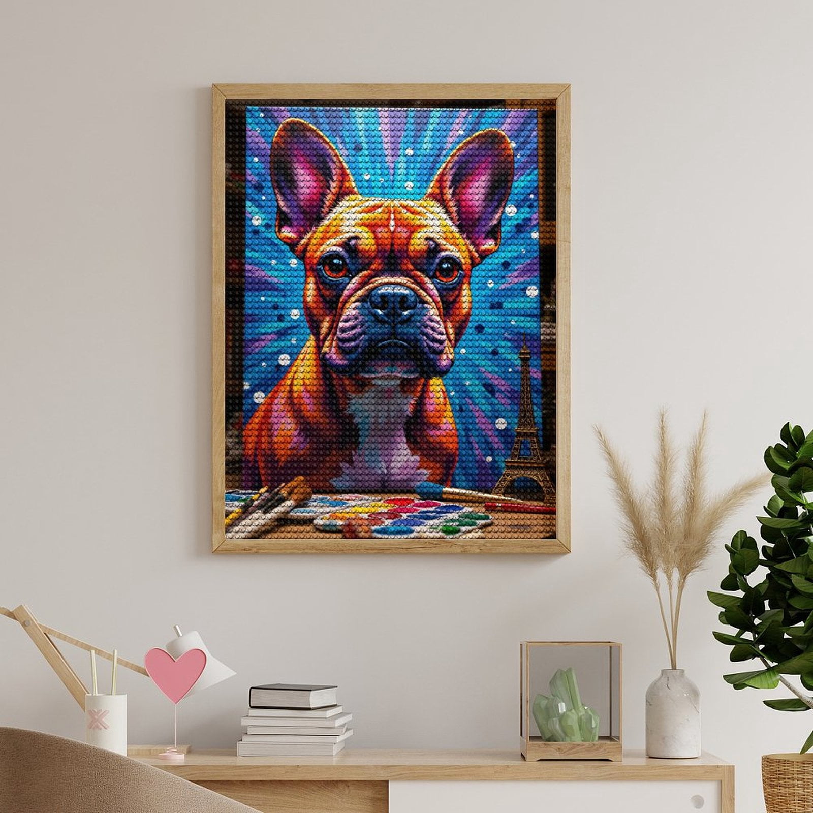 Diamond Art Kits for Adults, Colorful Dog Art Canvas Painting 5D Diamond Painting Kits for Adults Beginners, DIY Full Drill Diamond Painting, Gem Art and Crafts 12x16