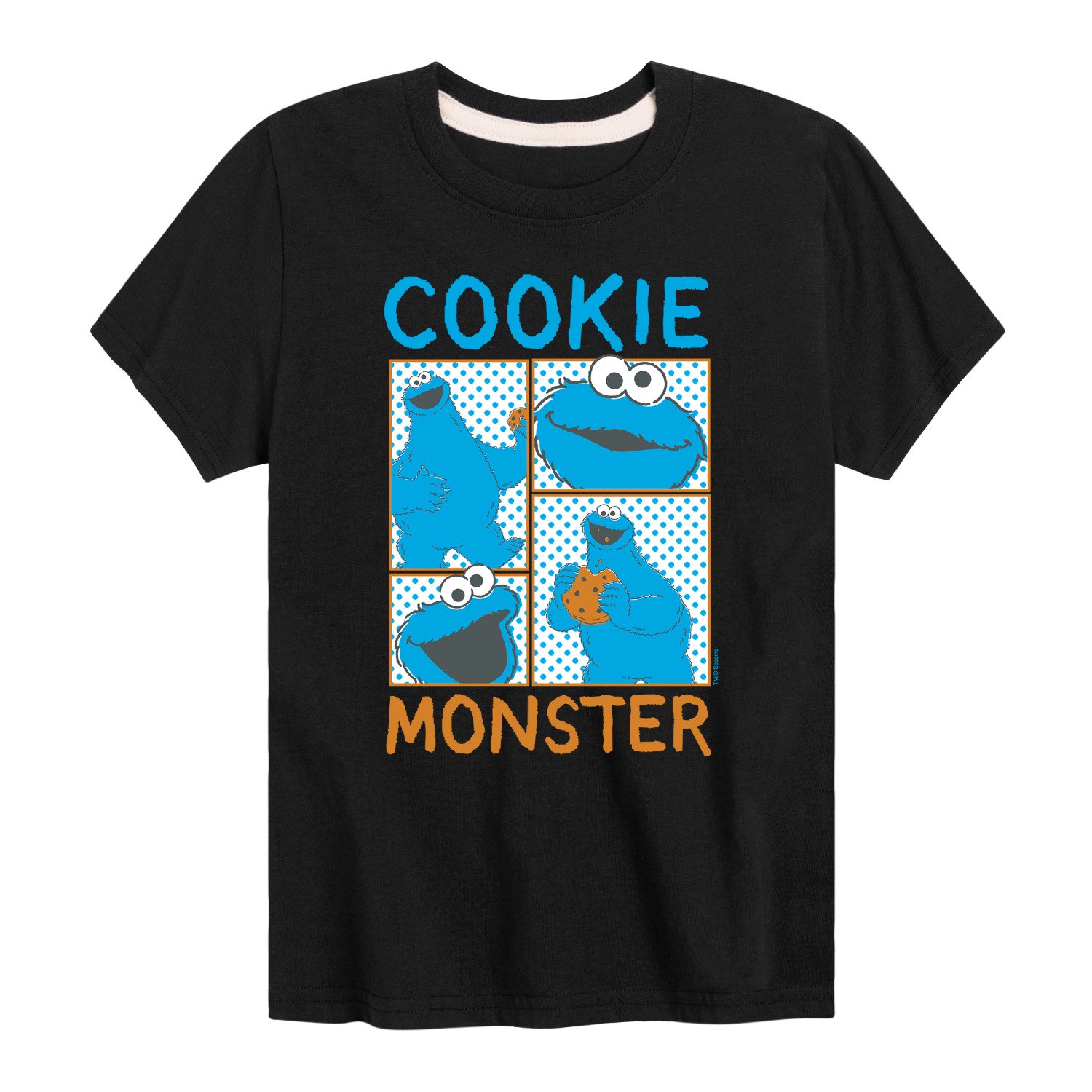 Sesame Street - Cookie Monster Grid - Toddler and Youth Short Sleeve Graphic T-Shirt