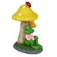 thumbnail image 5 of Alpine Corporation Solar Frog Relaxing Under Mushrooms Statue, 5 of 14