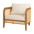 thumbnail image 3 of Christopher Knight Home Bohemian Outdoor Wicker Lounge Chair with Cushion, Solid Wood Frame, Beige, 3 of 13