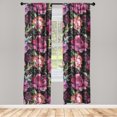 thumbnail image 3 of Ambesonne Floral Garden Curtains, Wild Peony Blossoms, Pair of 28"x84", Dark Magenta Green, 3 of 5