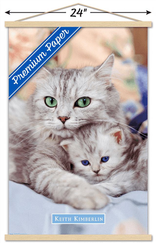 Keith Kimberlin - Momma and Kitten Wall Poster with Wooden Magnetic Frame, 22.375" x 34"