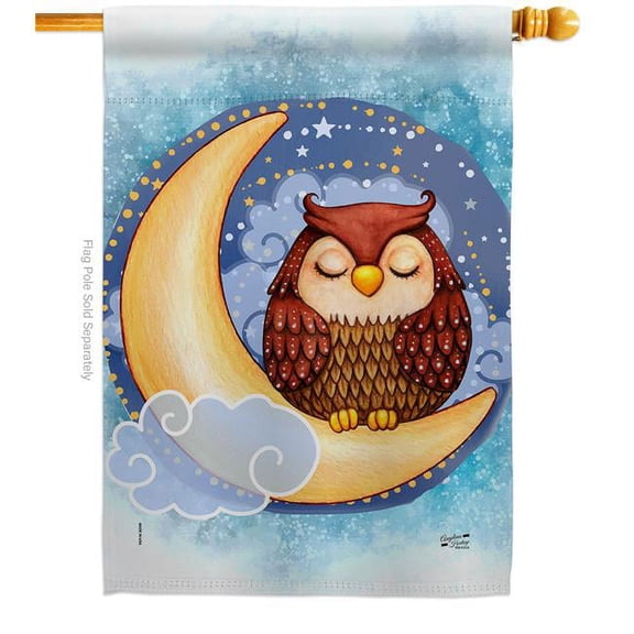 Angeleno Heritage H137356-BO Midnight Owl Animals Bird 28 x 40 in. Double-Sided Decorative Vertical House Flags for Decoration Banner Garden Yard Gift