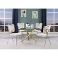 thumbnail image 3 of Round 45" x 45" 5pc Clear Glass Dinette Set with Cream Chairs, 3 of 5