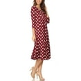 thumbnail image 2 of Women's Loose Fit Scoop Neck 3/4 Sleeve Polka Dot Patterned A-Line Midi Dress, 2 of 4