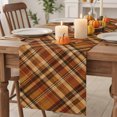 thumbnail image 2 of Orange Buffalo Plaid Cotton Linen Rectangle Table Runners 13"x36", Fall Thanksgiving Checkered Coffee Table Runner Dresser Scarves Luxury Table Runners for Wedding Party Banquet Dinner Decor, 2 of 8